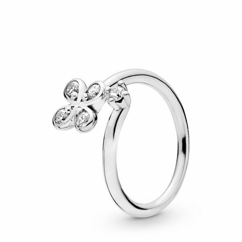 Pandora Australia Four-Petal Flowers Twisted Stackable Ring - Sterling Silver | WUQFBV652